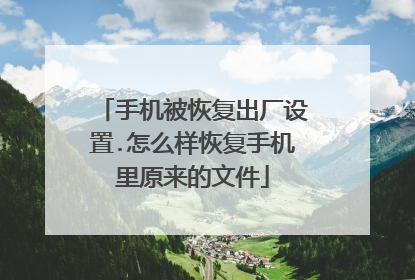 手机被恢复出厂设置.怎么样恢复手机里原来的文件