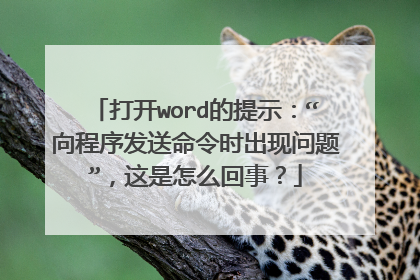 打开word的提示:“向程序发送命令时出现问题”,这是怎么回事?