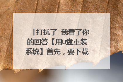 打扰了 我看了你的回答【用U盘重装系统】首先，要下载个pe软件，把U盘做成启动盘。最好选择直接安装的软件