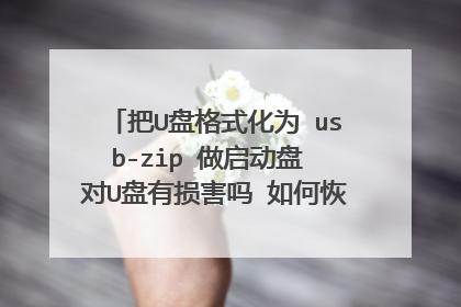 把U盘格式化为 usb-zip 做启动盘 对U盘有损害吗 如何恢复成正常的格式