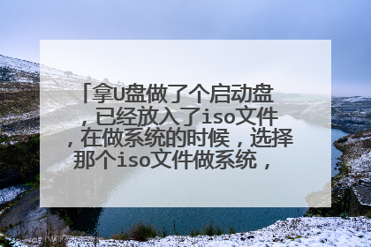 拿U盘做了个启动盘 ，已经放入了iso文件，在做系统的时候，选择那个iso文件做系统，总是做不进去