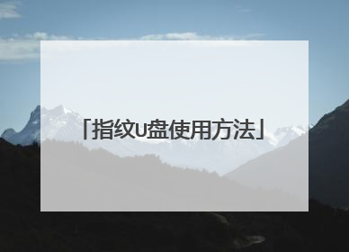 指纹U盘使用方法