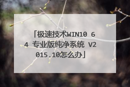 极速技术WIN10 64 专业版纯净系统 V2015.10怎么办