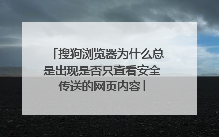搜狗浏览器为什么总是出现是否只查看安全传送的网页内容