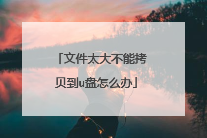 文件太大不能拷贝到u盘怎么办