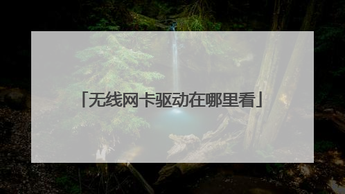 无线网卡驱动在哪里看