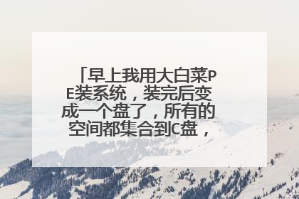 早上我用大白菜PE装系统,装完后变成一个盘了,所有的空间都集合到C盘,请问怎么办呢
