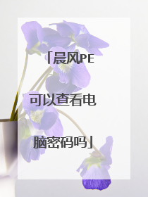 晨风PE可以查看电脑密码吗