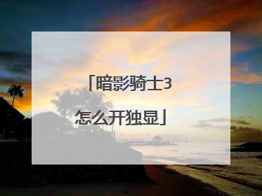 暗影骑士3怎么开独显