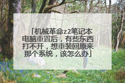 机械革命z2笔记本电脑重置后,有些东西打不开,想重装回原来那个系统,该怎么办