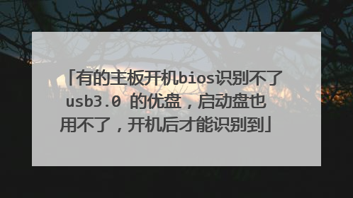有的主板开机bios识别不了usb3.0 的优盘,启动盘也用不了,开机后才能识别到