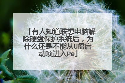 有人知道联想电脑解除硬盘保护系统后,为什么还是不能从U盘启动项进入Pe