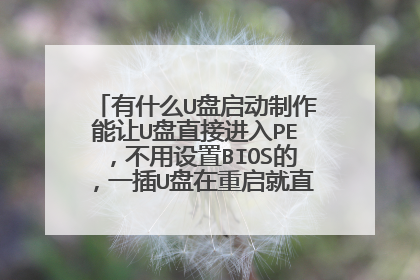 有什么U盘启动制作能让U盘直接进入PE,不用设置BIOS的,一插U盘在重启就直接进入的那种。