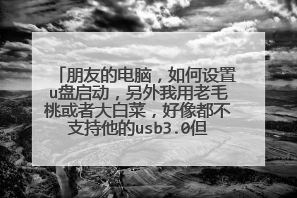 朋友的电脑,如何设置u盘启动,另外我用老毛桃或者大白菜,好像都不支持他的usb3.0但是我把u盘插