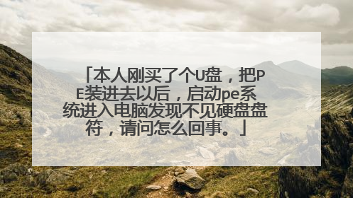 本人刚买了个U盘，把PE装进去以后，启动pe系统进入电脑发现不见硬盘盘符，请问怎么回事。