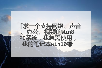 求一个支持网络、声音、办公、视频的Win8PE系统,我急需使用,我的笔记本win10绿屏了,急急急