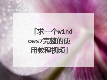 求一个windows7完整的使用教程视频