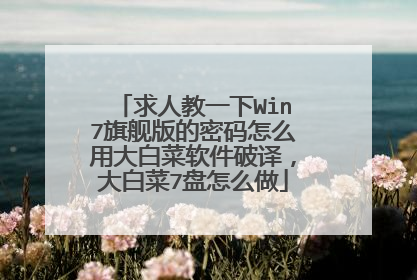 求人教一下Win7旗舰版的密码怎么用大白菜软件破译，大白菜7盘怎么做