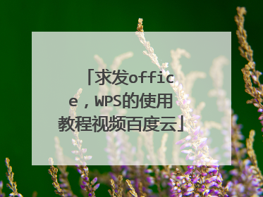 求发office,WPS的使用教程视频百度云