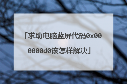 求助电脑蓝屏代码0x000000d0该怎样解决