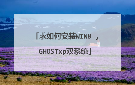 求如何安装WIN8 , GHOSTxp双系统