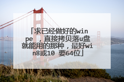 求已经做好的win pe ,直接拷贝落u盘就能用的那种,最好win8或10 要64位