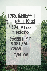 求U盘量产工具:U盘主控型号为 Alcor Micro(安国) SC908L/AU6989L - F/W 0083