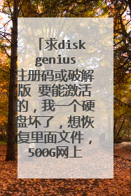 求diskgenius注册码或破解版 要能激活的，我一个硬盘坏了，想恢复里面文件，500G网上下载的都只能恢复1G