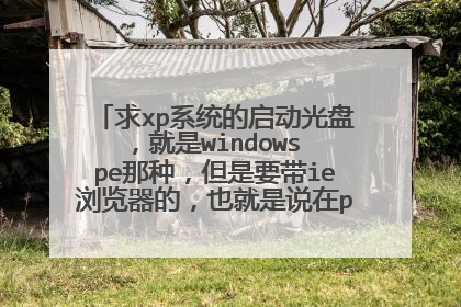 求xp系统的启动光盘,就是windows pe那种,但是要带ie浏览器的,也就是说在pe里能上网的。