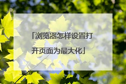 浏览器怎样设置打开页面为最大化