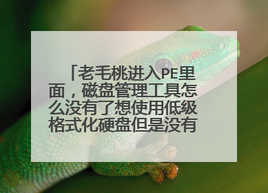 老毛桃进入PE里面，磁盘管理工具怎么没有了想使用低级格式化硬盘但是没有这个工具了