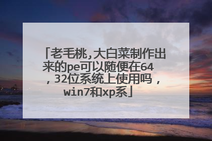 老毛桃,大白菜制作出来的pe可以随便在64,32位系统上使用吗,win7和xp系