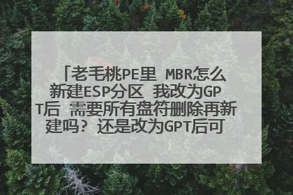 老毛桃PE里 MBR怎么新建ESP分区 我改为GPT后 需要所有盘符删除再新建吗? 还是改为GPT后可以直接新建ESP