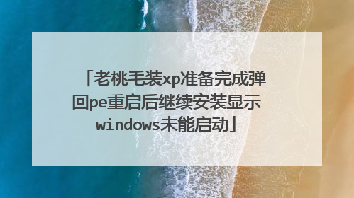 老桃毛装xp准备完成弹回pe重启后继续安装显示windows未能启动