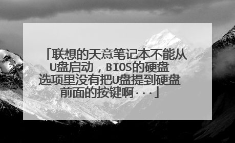 联想的天意笔记本不能从U盘启动,BIOS的硬盘选项里没有把U盘提到硬盘前面的按键啊···