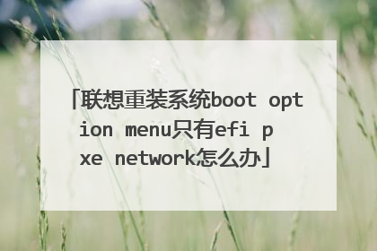 联想重装系统boot option menu只有efi pxe network怎么办
