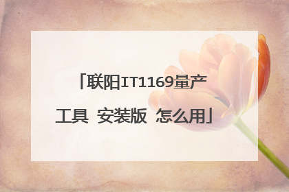 联阳IT1169量产工具 安装版 怎么用