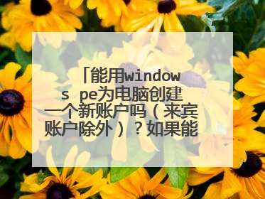 能用windows pe为电脑创建一个新账户吗（来宾账户除外）？如果能，可不可以用PE删除该账户吗