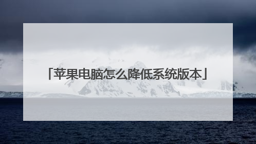 苹果电脑怎么降低系统版本