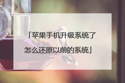 苹果手机升级系统了怎么还原以前的系统