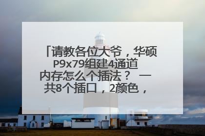 请教各位大爷,华硕P9x79组建4通道内存怎么个插法? 一共8个插口,2颜色,现在准备插4根儿2G的1600进去。