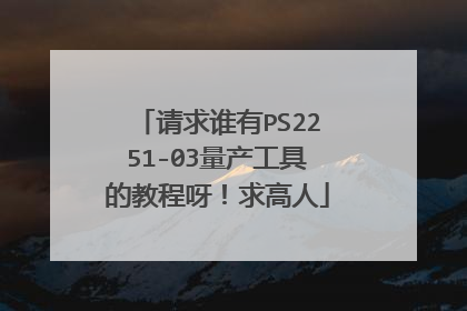 请求谁有PS2251-03量产工具的教程呀!求高人