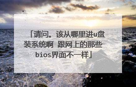 请问。该从哪里进u盘装系统啊 跟网上的那些bios界面不一样