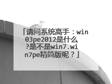 请问系统高手:win03pe2012是什么?是不是win7.win7pe精简版呢?