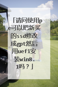 请问使用pe可以把新买的ssd修改成gpt然后用uefi安装win8.1吗?