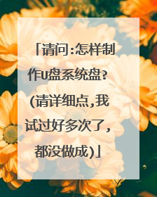 请问:怎样制作U盘系统盘?(请详细点,我试过好多次了,都没做成)