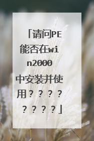 请问PE能否在win2000中安装并使用????????