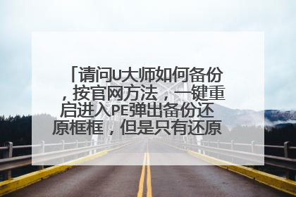请问U大师如何备份,按官网方法,一键重启进入PE弹出备份还原框框,但是只有还原,没有备份选项?