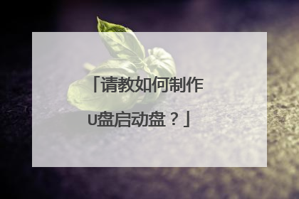 请教如何制作U盘启动盘？