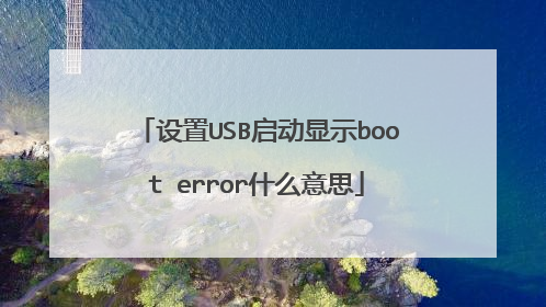 设置USB启动显示boot error什么意思